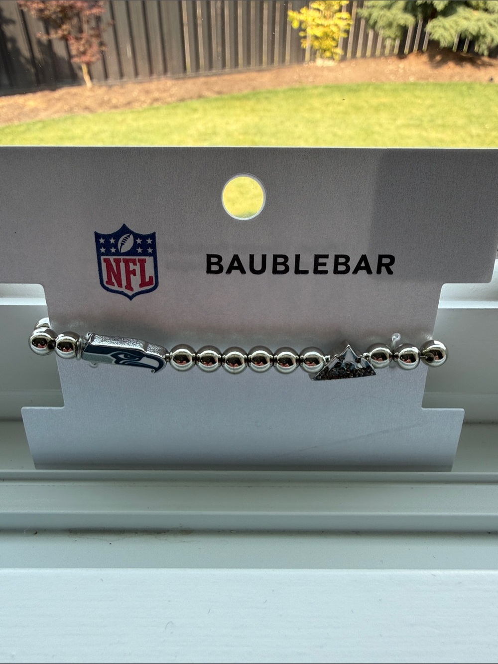 BaubleBar Silver Beaded Stretch Bracelet with Seattle Seahawks Charms